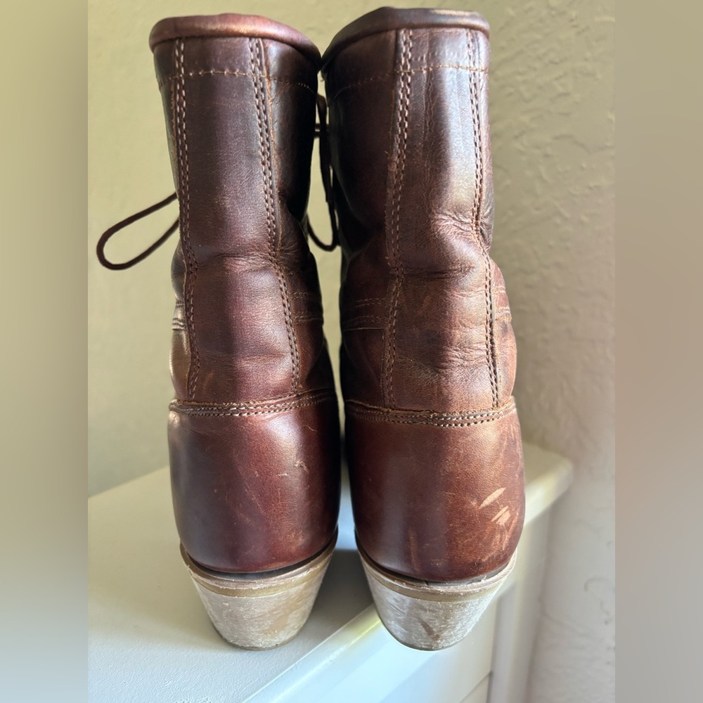 Vintage  Capezio Kiltie 2 toned Brown Leather Boots Women’s 7.5 Riding Western - Picture 6 of 9